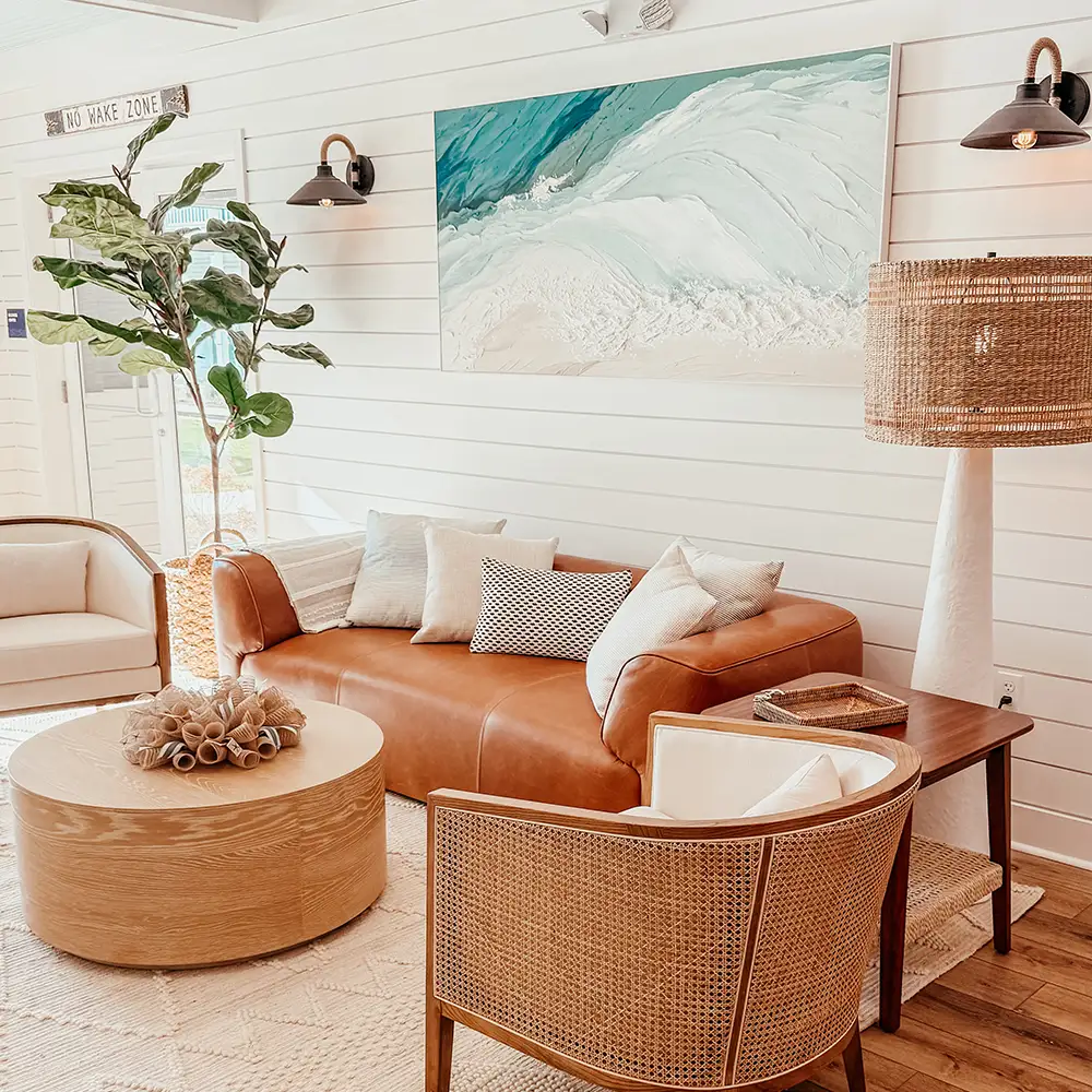 Senior couple sitting on a couch together